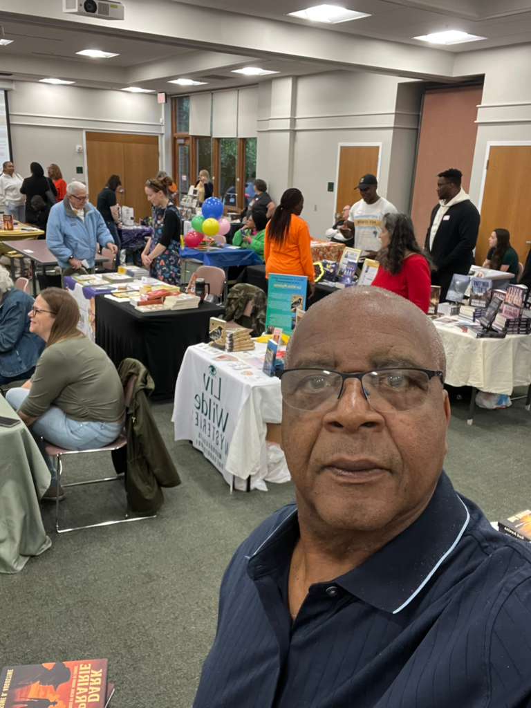 Book signing table Local Authors Festival Salem Church Library Fredericksburg Virginia