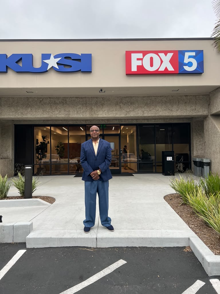 Lonesome B. Augustine at Fox 5 San Diego studio for The LocaList SD interview