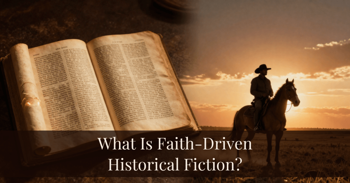 Faith-driven Black history author blog featured image — open Bible and Black cowboy silhouette at sunset