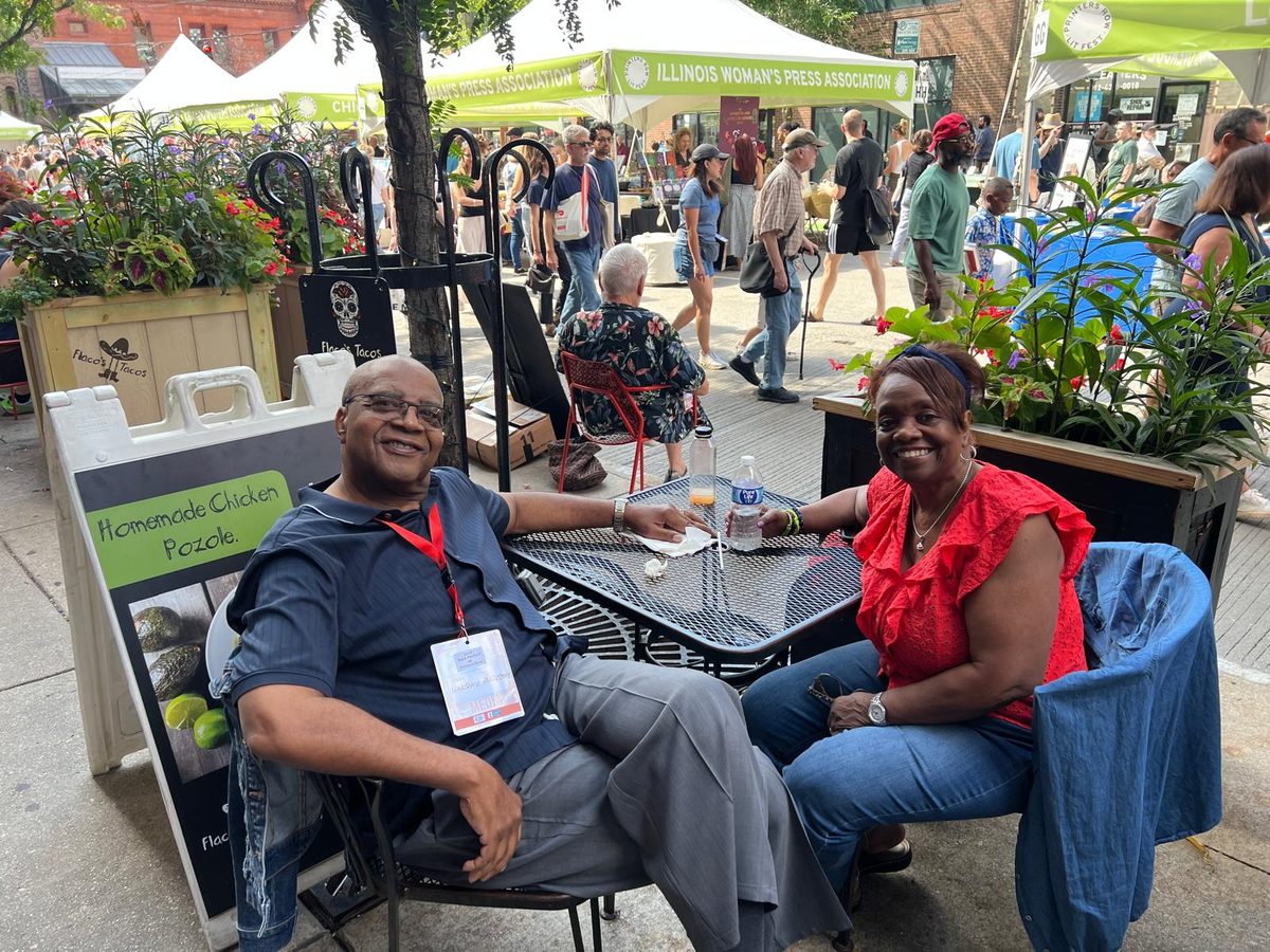 Lonesome B. Augustine at the Printers Row Lit Fest Chicago showcasing his novel ICE